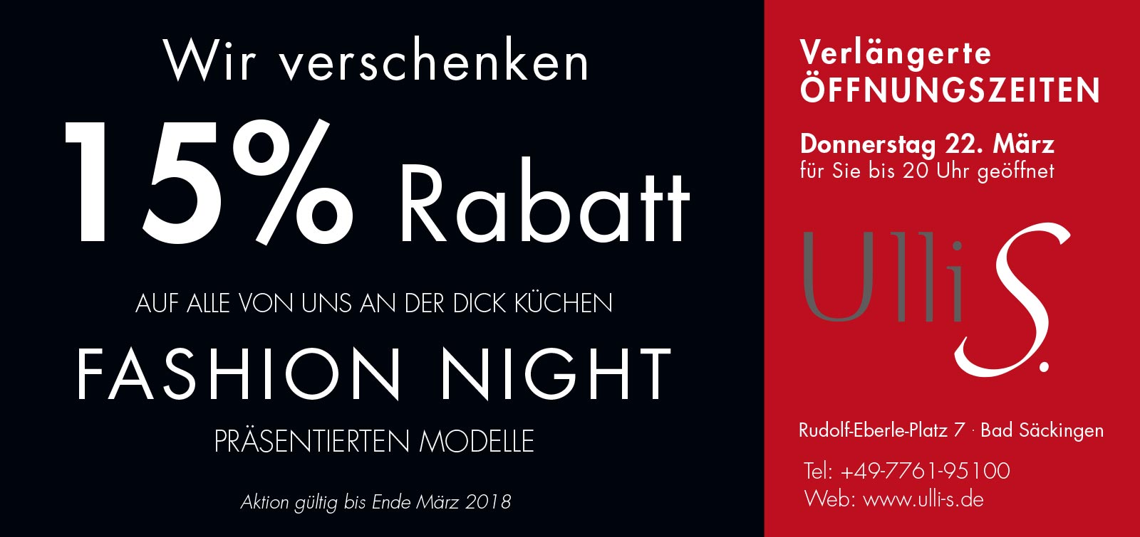 Fashion Night bei Dick Küchen mit Ulli S. | 15% Rabatt auf alle gezeigten Modelle