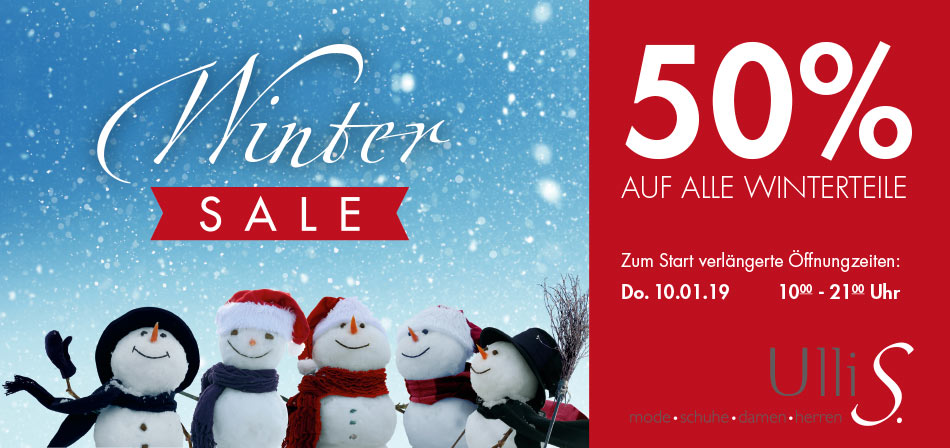 Winter Sale bei Ulli S. in Bad Säckingen | 50% Rabatt auf die gesamte Winter-Kollektion